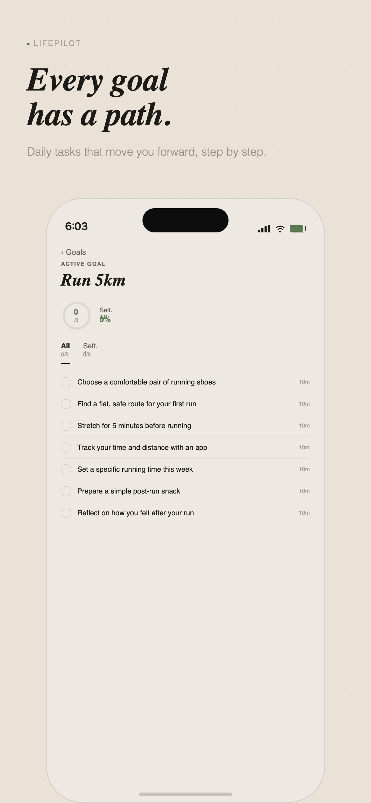 LifePilot goal detail screenshot
